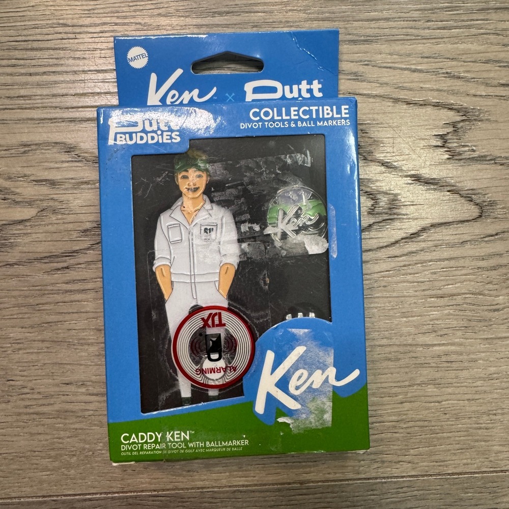 Mattel Barbie Ken x Putt Buddies Golf Gift Set Caddy Ken Divot Tool Ball Marker